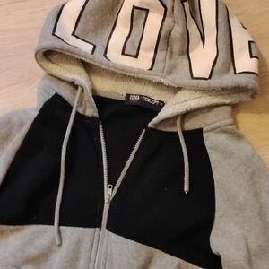 Gray and Black Jacket Love Medium